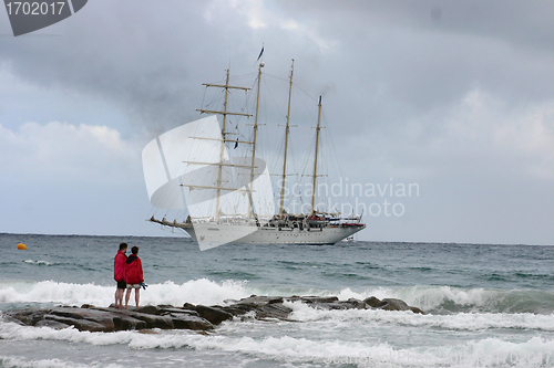 Image of Five masts boat in Corsica