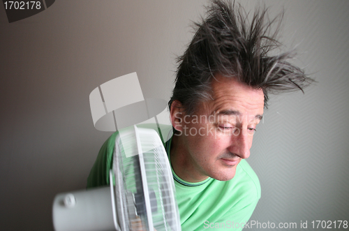 Image of Man with hair dryer