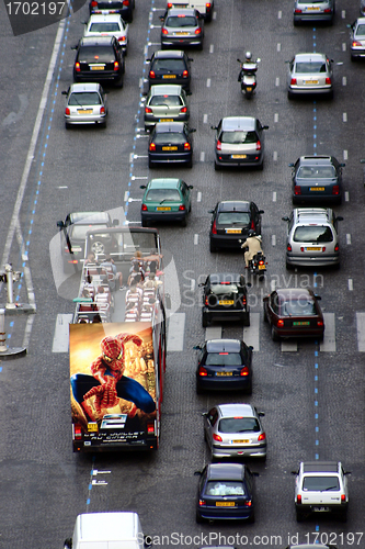 Image of Urban traffic in Paris view from the arc de triomphe