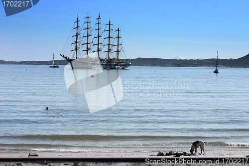 Image of Five masts boat in Corsica