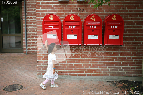 Image of girl and postboxes