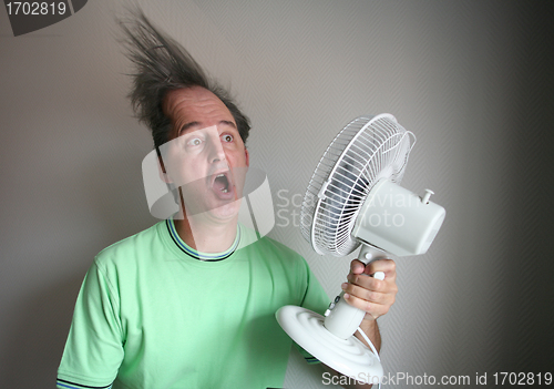 Image of Man with hair dryer