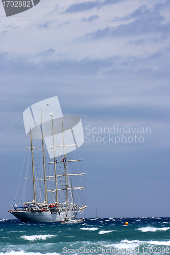 Image of Corsica 4 mast boat in the Bay of Calvi