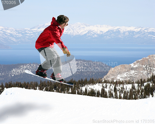 Image of Snowboarder jumping