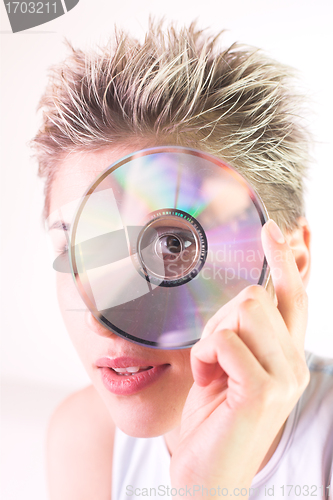 Image of woman and CD