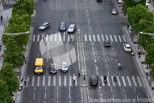 Image of Urban traffic in Paris view from the arc de triomphe