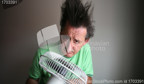 Image of Man with hair dryer