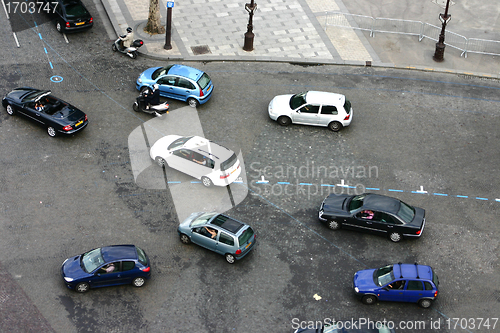 Image of Urban traffic in Paris view from the arc de triomphe