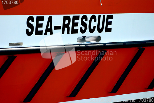 Image of Corsica: sea rescue boat in the Bay of Calvi
