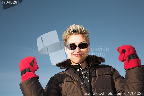 Image of woman with red gloves