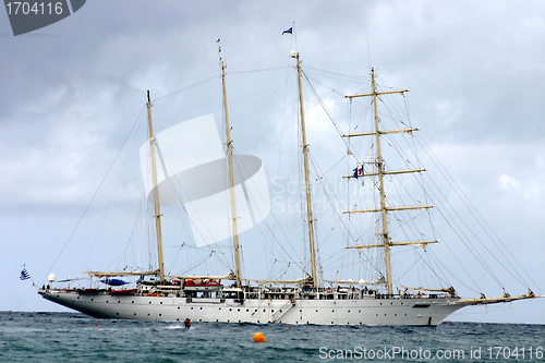 Image of Corsica 4 mast boat in the Bay of Calvi