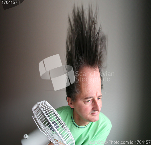 Image of Man with hair dryer