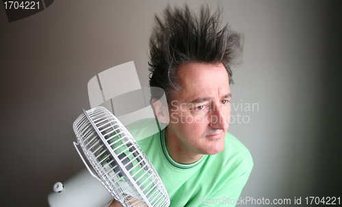 Image of Man with hair dryer