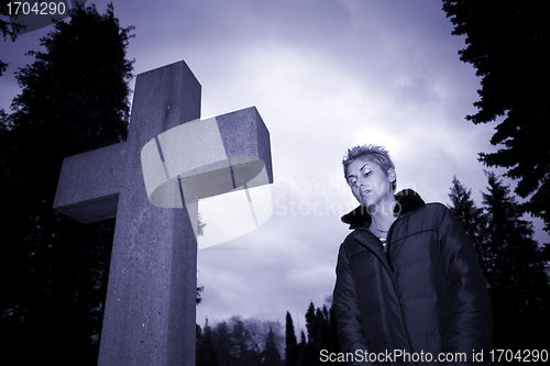 Image of woman and cross 