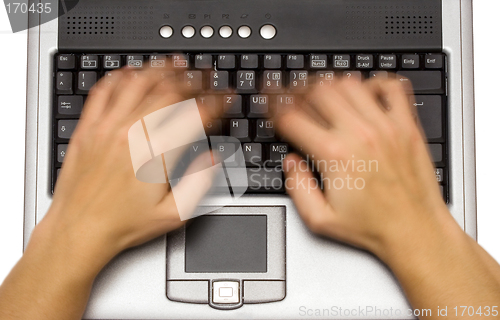 Image of Typing on Laptop (Top View)