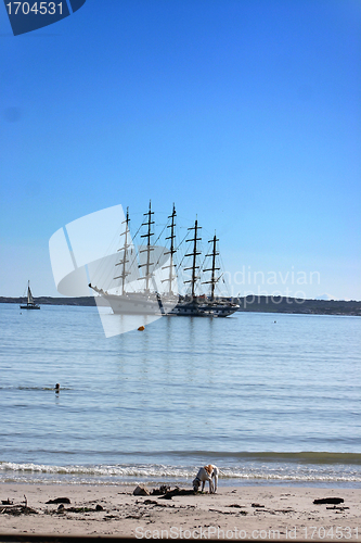 Image of Five masts boat in Corsica