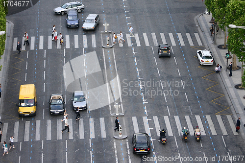 Image of Urban traffic in Paris view from the arc de triomphe