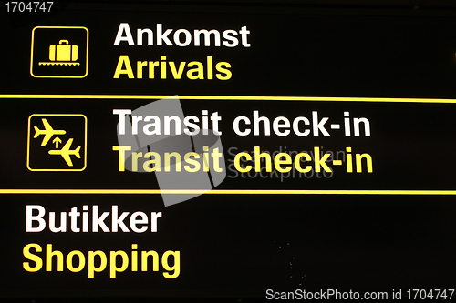 Image of Airport signs in Copenhagen