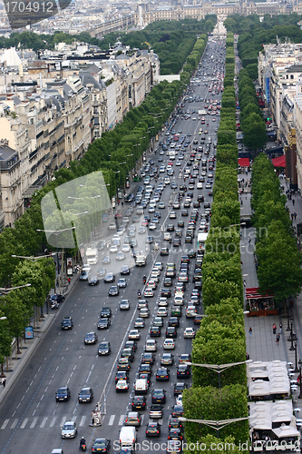 Image of Urban traffic in Paris view from the arc de triomphe