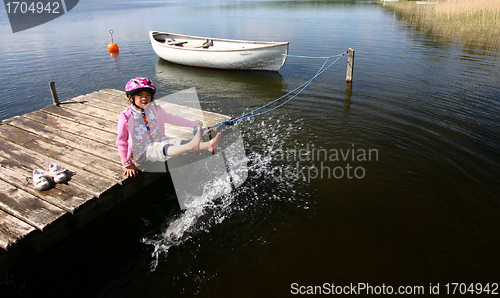 Image of Child playing at the lake