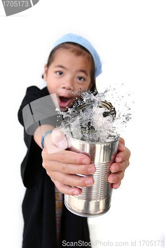 Image of child  and water