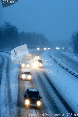 Image of night traffic in winter