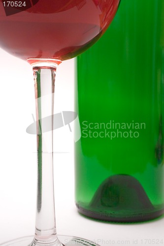 Image of Wine Glass and Wine Bottle (Close View)