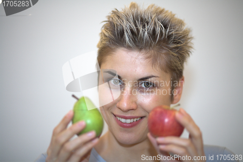 Image of woman and apple