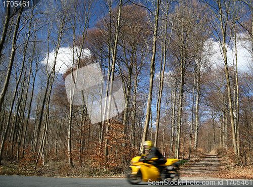 Image of danish landscape and motorbike