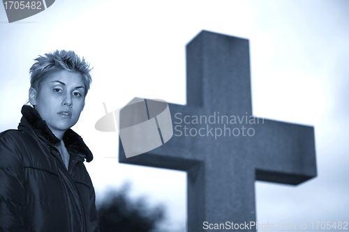 Image of woman and cross 