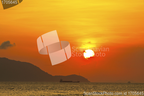 Image of Sunset over the ocean 