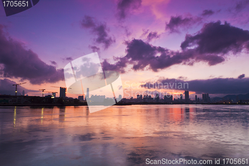 Image of Sunset in Hong Kong downtown