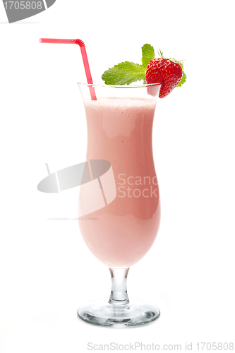 Image of strawberry milk shake in cocktail glass