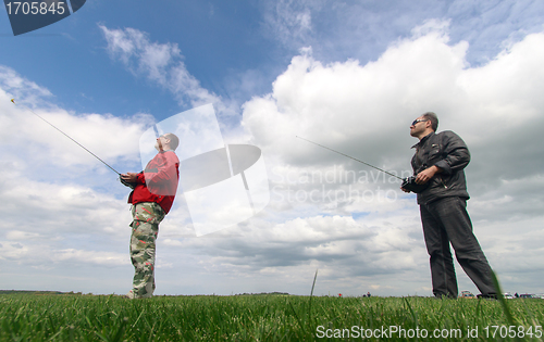 Image of Two Man controls RC gliders