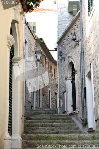 Image of Backstreet in old town of Herceg Novi, Montenegro