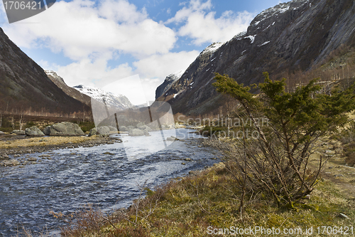 Image of rural valley with riveron norway