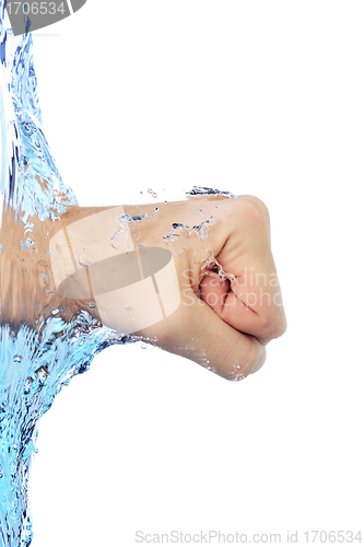 Image of fist through water