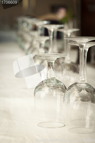 Image of Drinking Glasses Abstract in Formal Dining Room