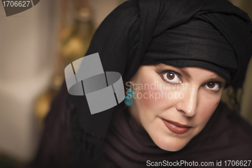 Image of Beautiful Islamic Woman Wearing Traditional Burqa or Niqab