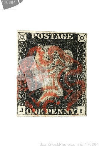 Image of World's first stamp, Penny Black, Great Britain 1840