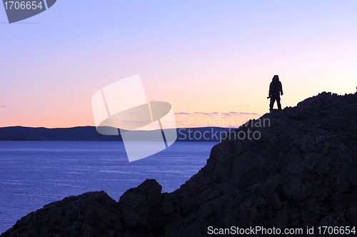 Image of Landscape in Tibet with a photographer's silhouette