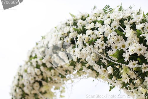 Image of Beautiful beach wedding set-up.