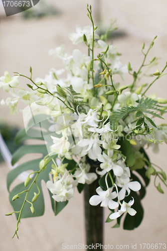 Image of Beautiful beach wedding set-up.