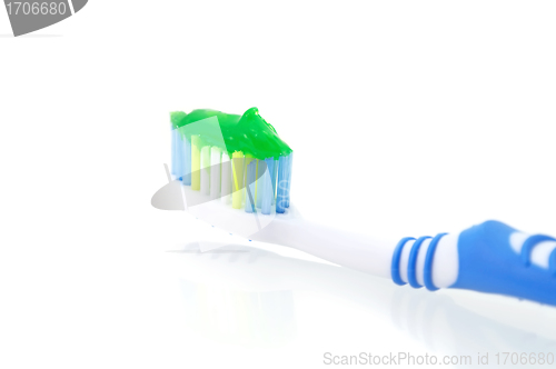 Image of Toothbrush with toothpaste Dental care on white background