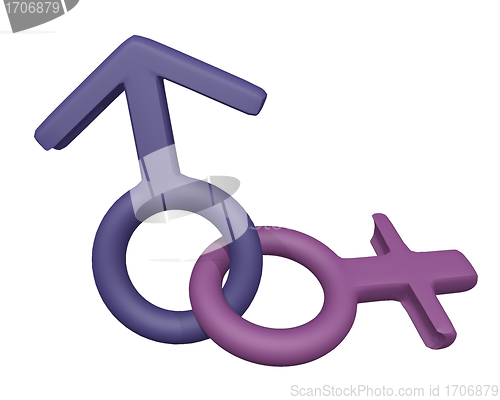Image of Male and Female relationship Symbols 3d render