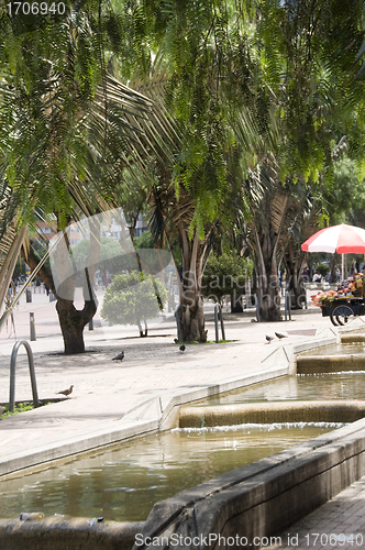 Image of water canal Park of Journalists Writers Bogota Colombia