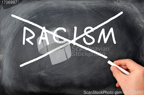 Image of Crossing out racism on a blackboard