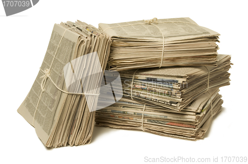 Image of Bundles of newspapers for recycling