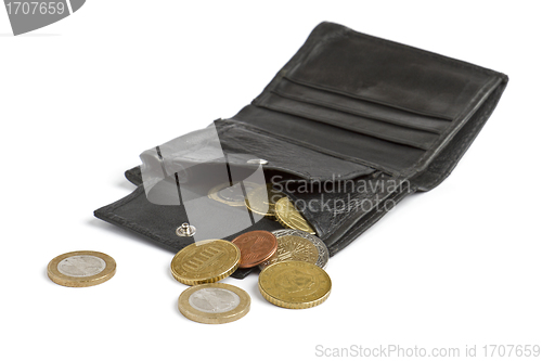 Image of loose cash falling out of black wallet