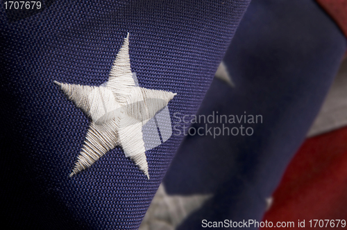 Image of Closeup of a star on an America Flag